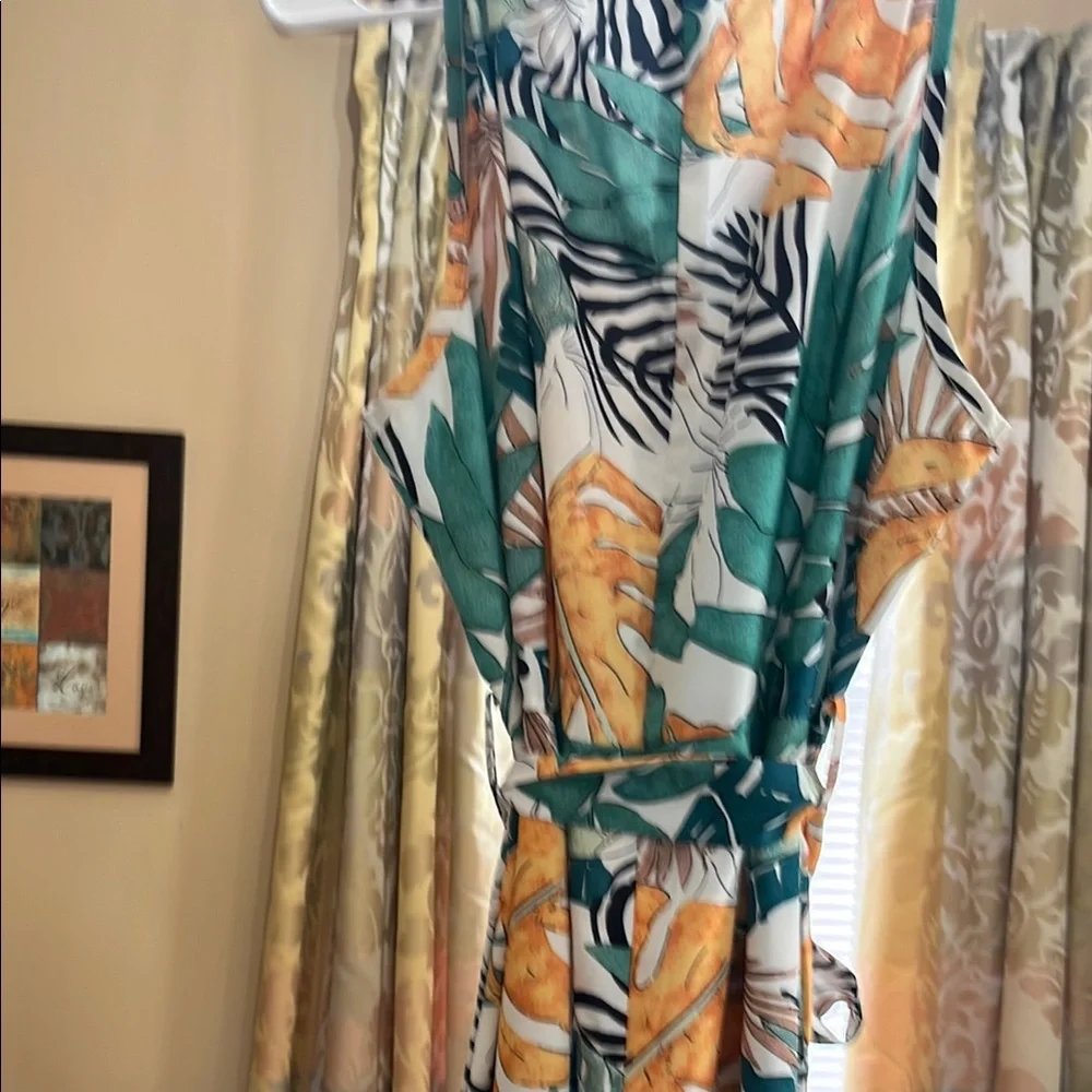 Tropical Print Sleeveless Jumpsuit - Picture 1 of 5